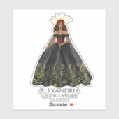 Sticker für Schwarz und Gold Quinceanera (Blatt)