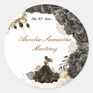 Sticker für Schwarz und Gold Quinceñera