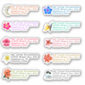 Sticker für tropische Blume in Form von Rücksendea (Vorderseite)