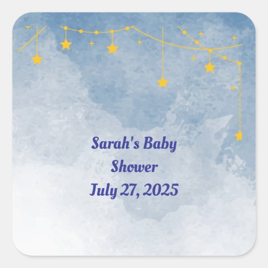 Sticker für Twin Baby Shower mit Stars (Vorderseite)