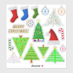 Sticker für verschiedene Weihnachtsymbole