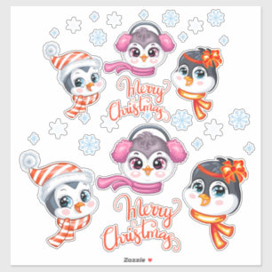 Sticker für Weihnachtspinguine