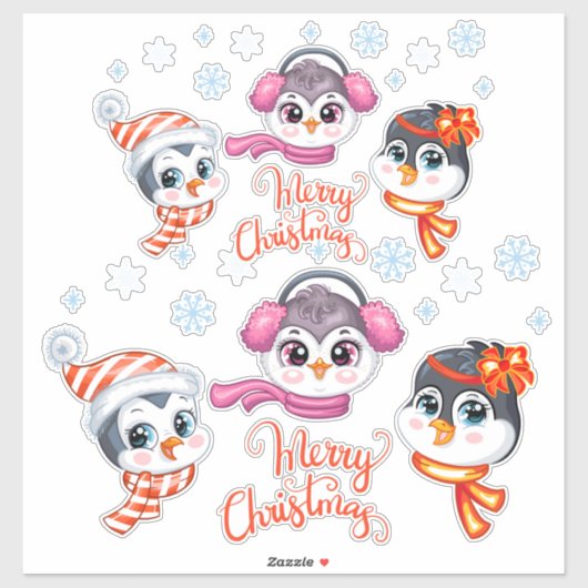 Sticker für Weihnachtspinguine (Blatt)