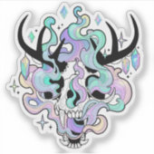 Sticker - "Gehörnter Schädel und Rauch" (Vorderseite)