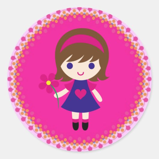 Sticker/Girl Runder Aufkleber (Vorderseite)