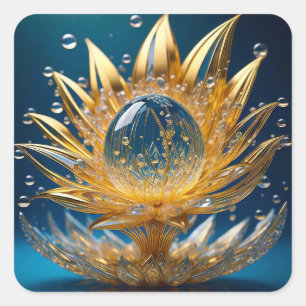 Sticker (Goldene Blume Regentropfen-2)