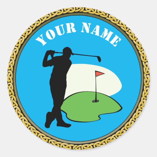 Sticker Golf - Name hinzufügen - Golfer (Vorderseite)