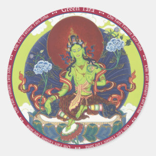STICKER Green Tara - mit Mantra