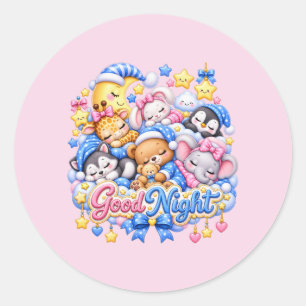 Sticker Gute Nacht Schlafende Tiere Sticker