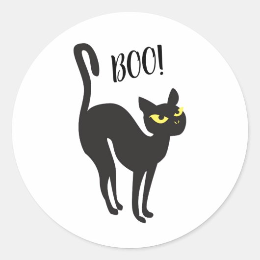 Sticker Halloween, Katze, Schwarz, Boo! (Vorderseite)