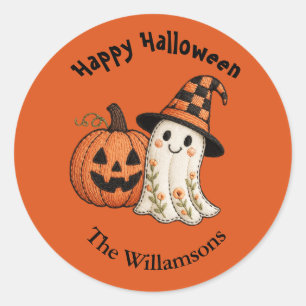 Sticker Halloween Süßer Geist Kürbis