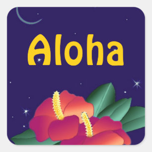 Sticker Hawaiian Night Stars Hibiskus Aloha