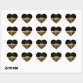 Sticker Heart Gold Streifen Gold Bow (Blatt)