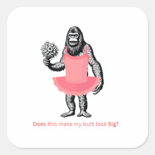 Sticker, humorvoll, whimsy, bigfoot, lustig, quadratischer aufkleber