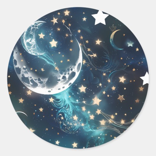 Sticker - Icy Blue Moon Phases Celestial Moon Desi (Vorderseite)