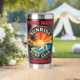 Sticker im Badge-Stil des Sunrise Surf Club Thermobecher
