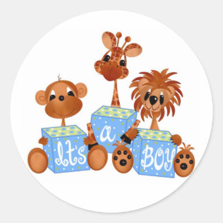 Sticker-It's a Boy Dschungel Babies Runder Aufkleber