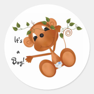 Sticker-It's a Boy Dschungel Babies Runder Aufkleber