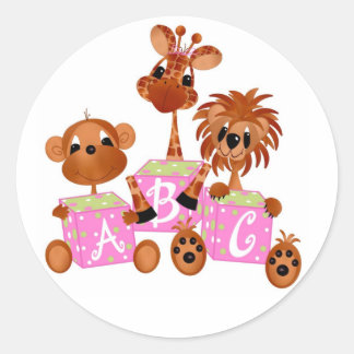 Sticker-It's a Girl Dschungel Babies Runder Aufkleber