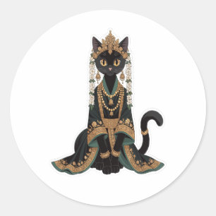 Sticker Königliche Katze Empress in Smaragdgrün