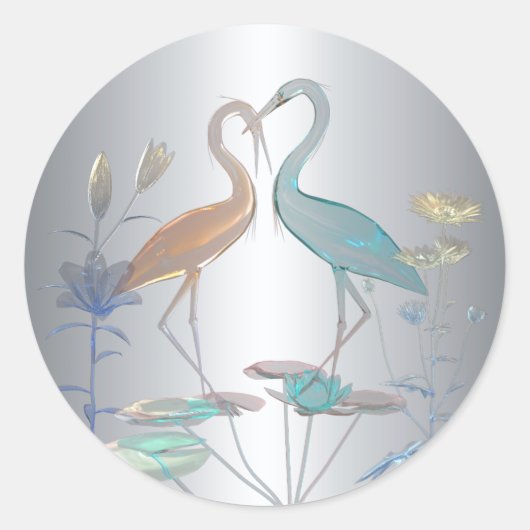 Sticker Liebesvögel Silber (Vorderseite)