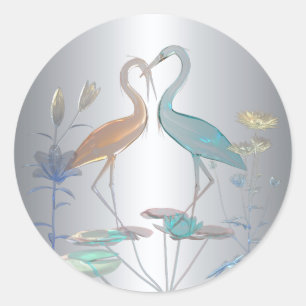 Sticker Liebesvögel Silber