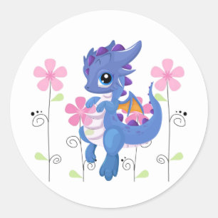 Sticker-Lila Drache Runder Aufkleber