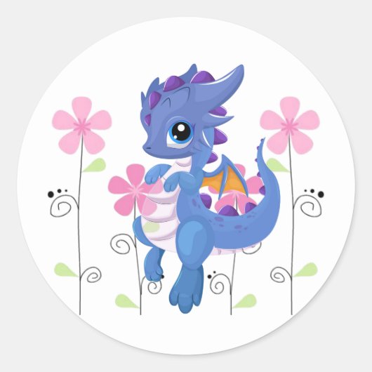 Sticker-Lila Drache Runder Aufkleber (Vorderseite)