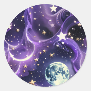 Sticker - Lila Himmelsmondphasen-Design