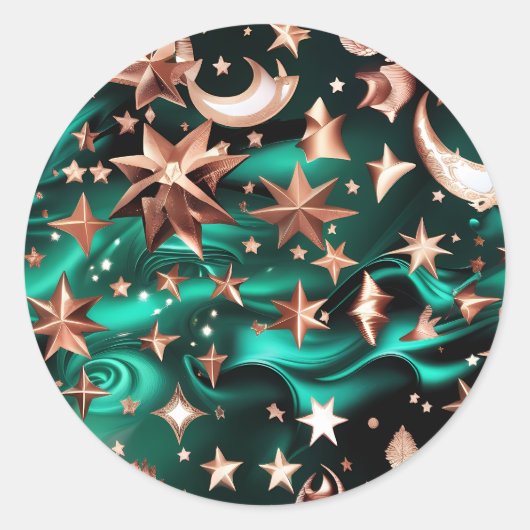Sticker – Luxuriöses Malachit Grün Celestial (Vorderseite)