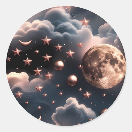 Sticker – Luxury Rose Gold Celestial Moon (Vorderseite)