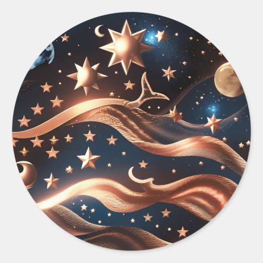 Sticker - Luxus-Bronze-Himmelsmond-Design (Vorderseite)