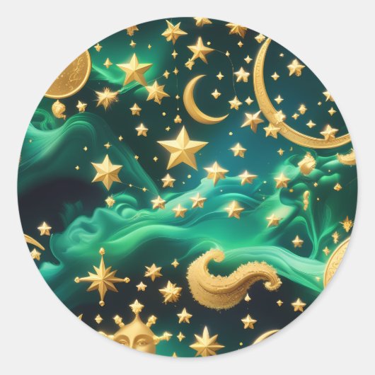 Sticker - Luxus Emerald Celestial Mond Design (Vorderseite)