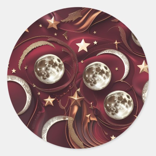 Sticker – Luxus-Granatrot Himmelsmond (Vorderseite)