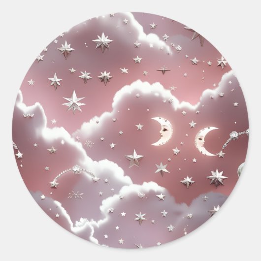 Sticker – Luxus-Quarz-Rosa-Himmelsmond (Vorderseite)