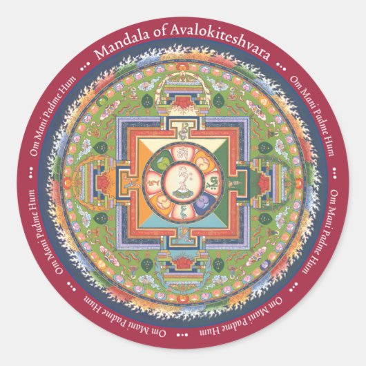 STICKER Mandala von Chenrezig - mit Mantra (Vorderseite)
