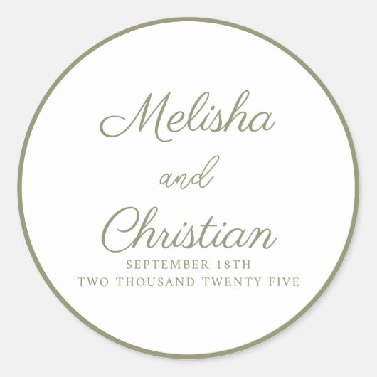 Sticker Minimalistisch Moderne Hochzeit (Vorderseite)