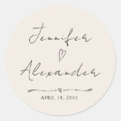 Sticker Minimalistisch Moderne Hochzeit (Vorderseite)