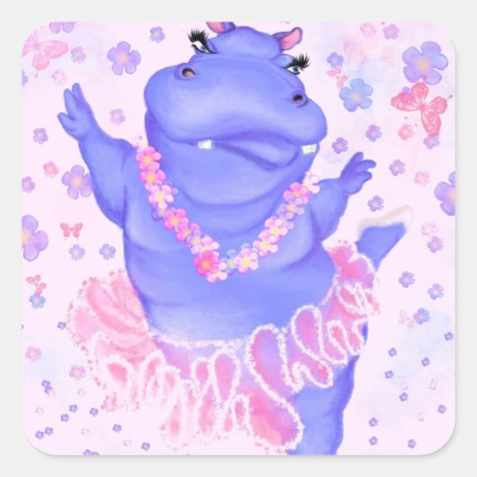 Sticker mit Ballerina Hippo Balletttänzerin (Vorderseite)