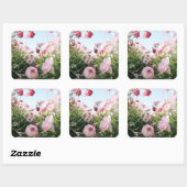Sticker mit rosa Blumengarten (Blatt)