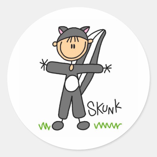 Sticker mit Stockfigur im Skunk-Anzug (Vorderseite)