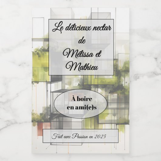 Sticker mit Weinflasche Weinetikett (Einzelnes Label)