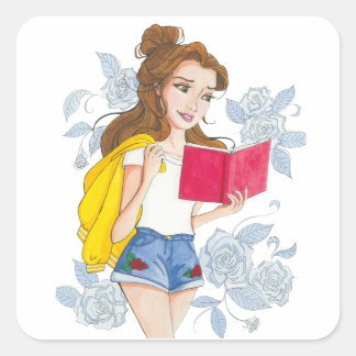 Sticker, moderne Prinzessin Belle Quadratischer Aufkleber