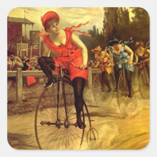 Sticker Modischer Rennradfahrer Vintage-Fahrrad