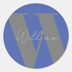 STICKER Monogram Name blau grau stylisch