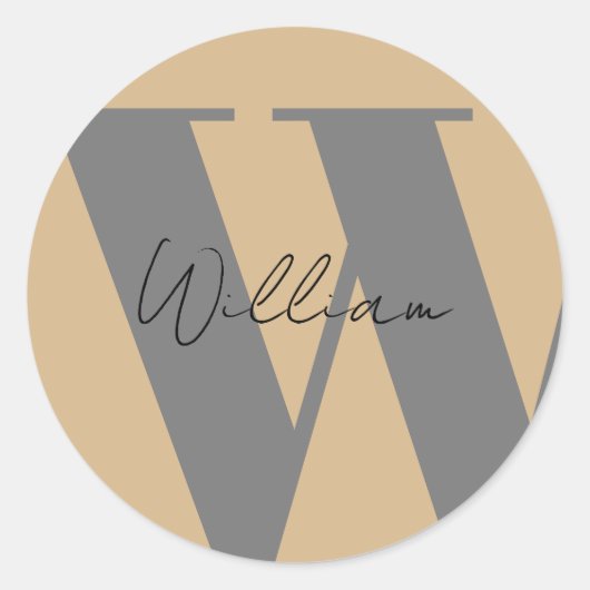 STICKER Monogramm Name mocha braun grau stilvoll (Vorderseite)