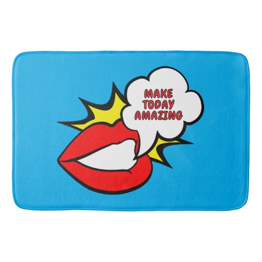 Sticker - Mund Sprechblase + DEIN TEXT & IDEE 1 Badematte (Vorderseite)