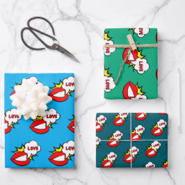 Sticker - Mund Sprechblase + DEIN TEXT & IDEE 1 Geschenkpapier Set