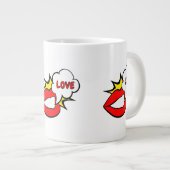Sticker - Mund Sprechblase + DEIN TEXT & IDEE 1 Jumbo-Tasse (Vorderseite Rechts)