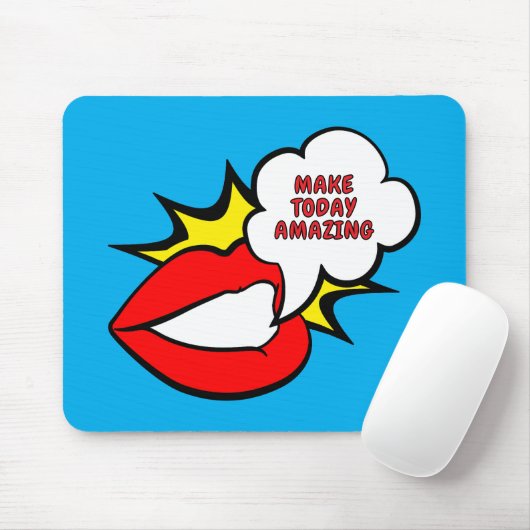 Sticker - Mund Sprechblase + DEIN TEXT & IDEE 1 Mousepad (Mit Mouse)